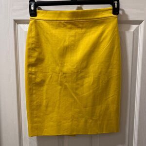 J.Crew Yellow Pencil Skirt Classic High-Waisted Office Wear‎ Professional-SZ 00P
